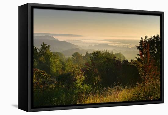 Morning Fog in the Saale Valley, Near Naumburg, Burgenlandkreis, Saxony-Anhalt, Germany-Andreas Vitting-Framed Premier Image Canvas