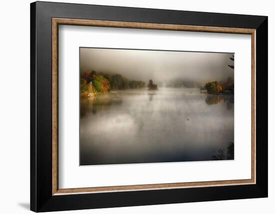 Morning Fog On A Vermont Lake In Autumn-George Oze-Framed Photographic Print