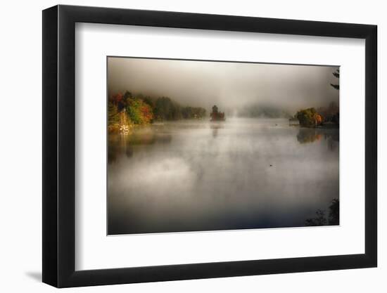 Morning Fog On A Vermont Lake In Autumn-George Oze-Framed Photographic Print