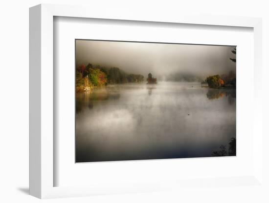 Morning Fog On A Vermont Lake In Autumn-George Oze-Framed Photographic Print