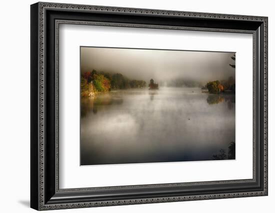 Morning Fog On A Vermont Lake In Autumn-George Oze-Framed Photographic Print