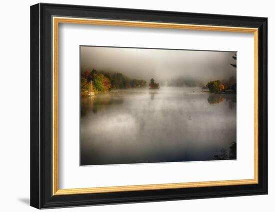 Morning Fog On A Vermont Lake In Autumn-George Oze-Framed Photographic Print