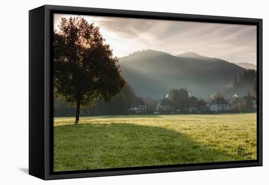 Morning fog over the Schauinsland Strasse, Freiburg Im Breisgau, Black Forest, Baden-Wurttemberg...-null-Framed Premier Image Canvas