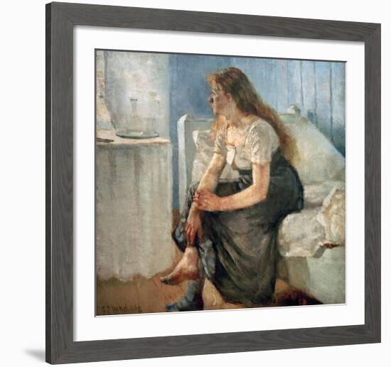 Morning, (Girl sitting on bed)-Edvard Munch-Framed Giclee Print