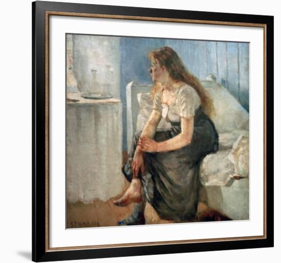 Morning, (Girl sitting on bed)-Edvard Munch-Framed Giclee Print