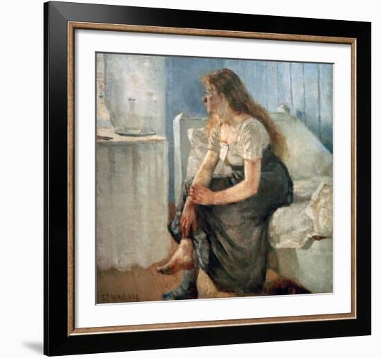 Morning, (Girl sitting on bed)-Edvard Munch-Framed Giclee Print