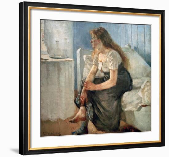 Morning, (Girl sitting on bed)-Edvard Munch-Framed Giclee Print