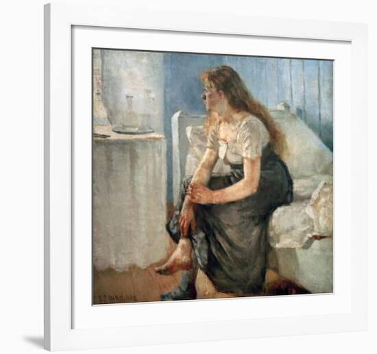 Morning, (Girl sitting on bed)-Edvard Munch-Framed Giclee Print