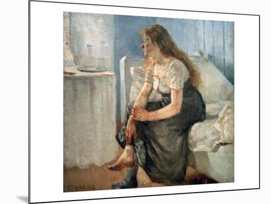 Morning, (Girl sitting on bed)-Edvard Munch-Mounted Giclee Print