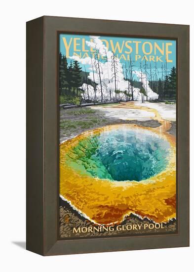 Morning Glory Pool - Yellowstone National Park-Lantern Press-Framed Stretched Canvas