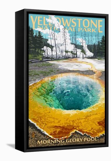 Morning Glory Pool - Yellowstone National Park-Lantern Press-Framed Stretched Canvas