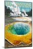 Morning Glory Pool - Yellowstone National Park-Lantern Press-Mounted Art Print