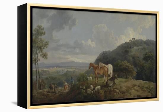 Morning: Landscape with Mares and Sheep, C.1770-80-George the Elder Barret-Framed Premier Image Canvas