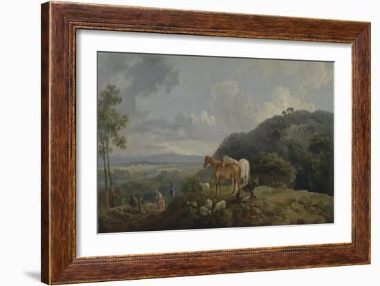 Morning: Landscape with Mares and Sheep, C.1770-80-George the Elder Barret-Framed Giclee Print