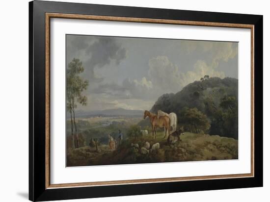 Morning: Landscape with Mares and Sheep, C.1770-80-George the Elder Barret-Framed Giclee Print