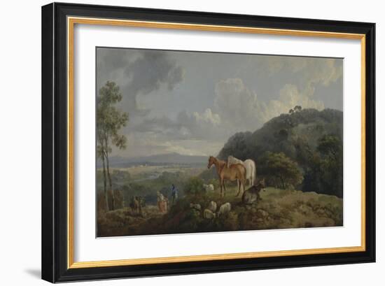 Morning: Landscape with Mares and Sheep, C.1770-80-George the Elder Barret-Framed Giclee Print