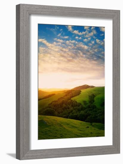 Morning Light Breaks, Spring Sun and Petaluma Marin Sonoma Hills-Vincent James-Framed Photographic Print