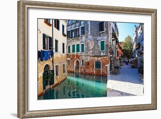 Morning Light on the Canal, Venice Italy-George Oze-Framed Photographic Print