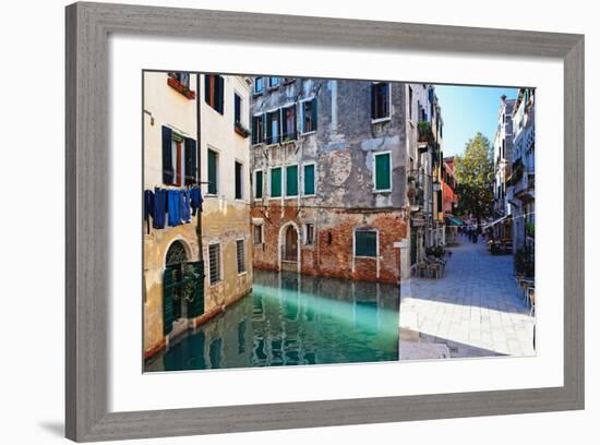Morning Light on the Canal, Venice Italy-George Oze-Framed Photographic Print
