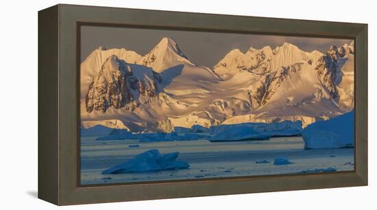 Morning light shines on the mountains and Icebergs, Antarctica-Art Wolfe-Framed Premier Image Canvas