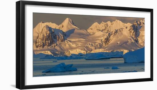 Morning light shines on the mountains and Icebergs, Antarctica-Art Wolfe-Framed Photographic Print