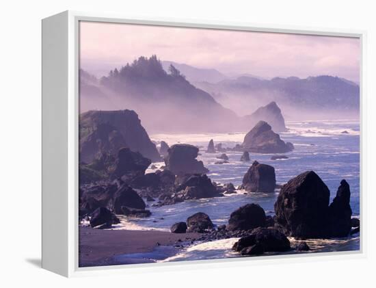 Morning Mist along Oregon Coast near Nesika, Oregon, USA-Adam Jones-Framed Premier Image Canvas