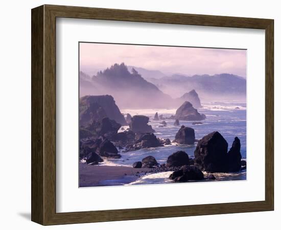 Morning Mist along Oregon Coast near Nesika, Oregon, USA-Adam Jones-Framed Photographic Print