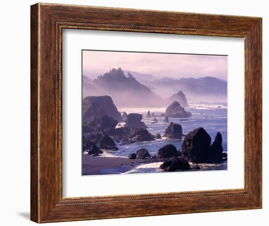 Morning Mist along Oregon Coast near Nesika, Oregon, USA-Adam Jones-Framed Photographic Print