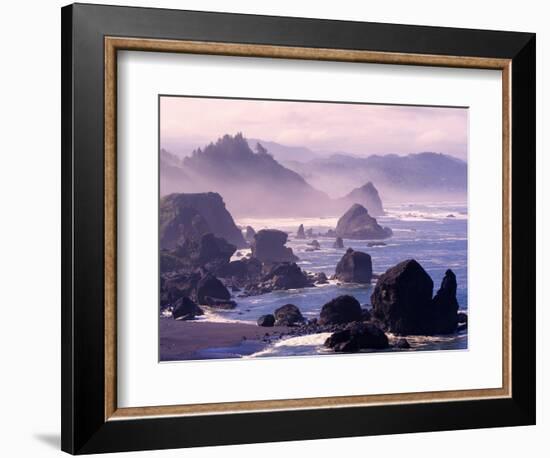 Morning Mist along Oregon Coast near Nesika, Oregon, USA-Adam Jones-Framed Photographic Print