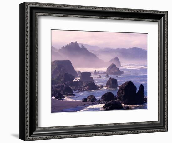 Morning Mist along Oregon Coast near Nesika, Oregon, USA-Adam Jones-Framed Photographic Print