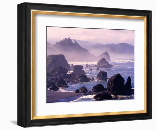 Morning Mist along Oregon Coast near Nesika, Oregon, USA-Adam Jones-Framed Photographic Print