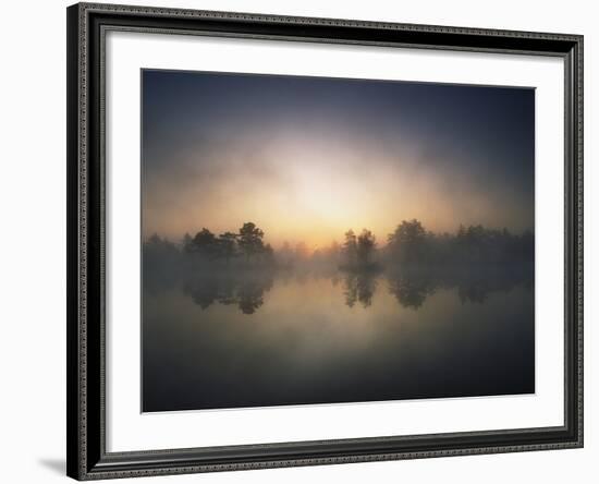 Morning Mist and Sunrise along Wetlands-Hans Strand-Framed Photographic Print