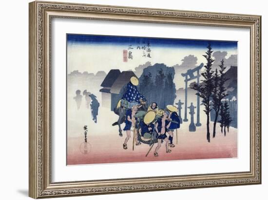 Morning Mist at Mishima, from the Series "53 Stations of the Tokaido," 1834-35-Ando Hiroshige-Framed Giclee Print