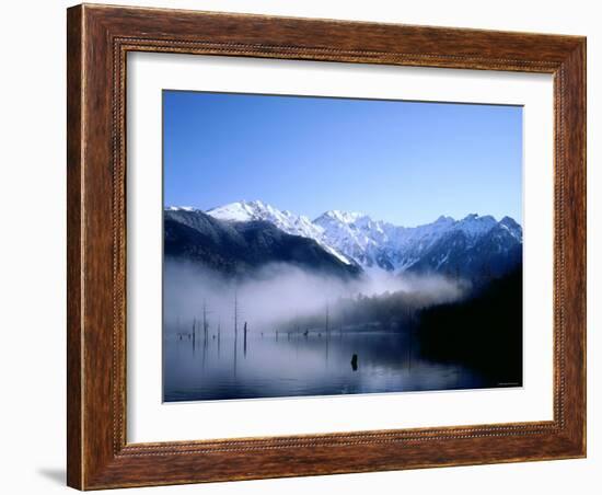 Morning Mist Covers Taisho-Ike Lake and Hodaka Mountain Range, Kamikochi, Nagano, Japan-null-Framed Photographic Print