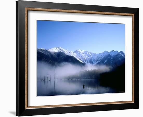 Morning Mist Covers Taisho-Ike Lake and Hodaka Mountain Range, Kamikochi, Nagano, Japan-null-Framed Photographic Print