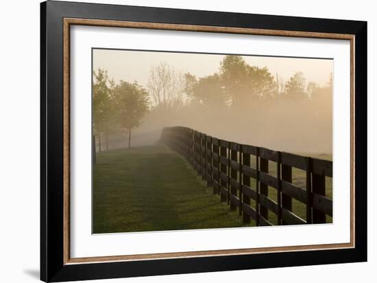 Morning Mist & Fence, Kentucky 08-Monte Nagler-Framed Photographic Print