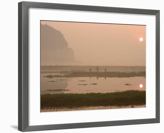 Morning Mist, Sunrise, Limestone Mountain Scenery, Tam Coc, Ninh Binh, North Vietnam-Christian Kober-Framed Photographic Print