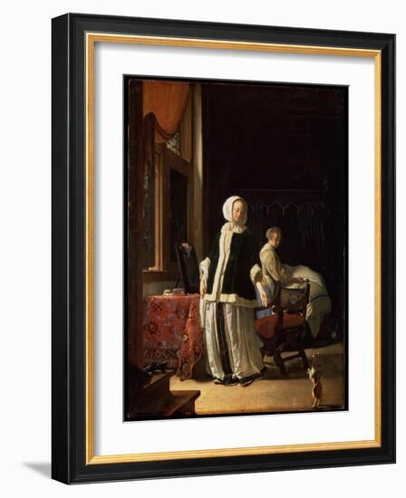 Morning of a Young Lady, C1660-Frans Van Mieris-Framed Giclee Print