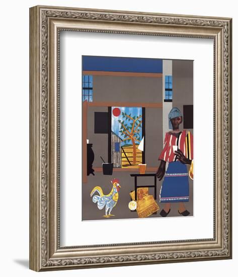 Morning of the Rooster, c.1980-Romare Bearden-Framed Art Print