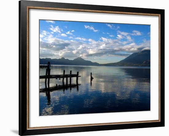 Morning on Lake Atitlan with Toliman Volcano, Panajachel, Solola, Western Highlands, Guatemala-Cindy Miller Hopkins-Framed Photographic Print