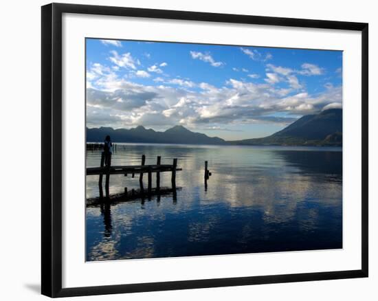 Morning on Lake Atitlan with Toliman Volcano, Panajachel, Solola, Western Highlands, Guatemala-Cindy Miller Hopkins-Framed Photographic Print