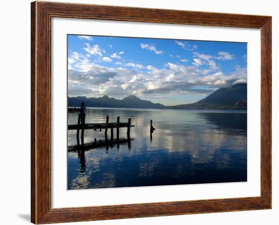 Morning on Lake Atitlan with Toliman Volcano, Panajachel, Solola, Western Highlands, Guatemala-Cindy Miller Hopkins-Framed Photographic Print