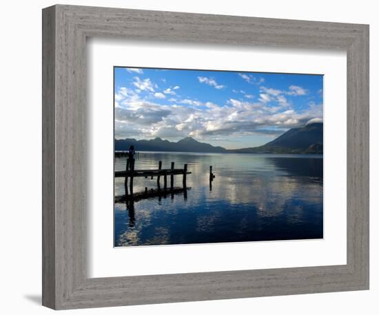 Morning on Lake Atitlan with Toliman Volcano, Panajachel, Solola, Western Highlands, Guatemala-Cindy Miller Hopkins-Framed Photographic Print