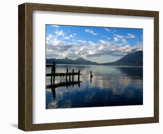 Morning on Lake Atitlan with Toliman Volcano, Panajachel, Solola, Western Highlands, Guatemala-Cindy Miller Hopkins-Framed Photographic Print