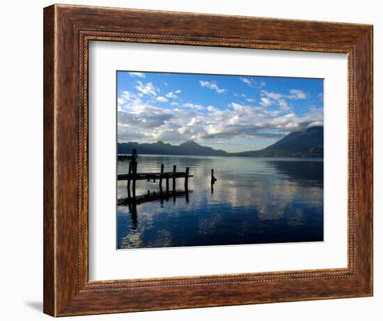 Morning on Lake Atitlan with Toliman Volcano, Panajachel, Solola, Western Highlands, Guatemala-Cindy Miller Hopkins-Framed Photographic Print