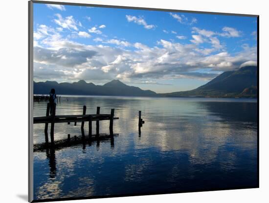 Morning on Lake Atitlan with Toliman Volcano, Panajachel, Solola, Western Highlands, Guatemala-Cindy Miller Hopkins-Mounted Photographic Print