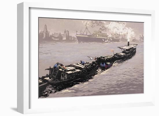 Morning on the Huangpu River-Shao Keping-Framed Premium Giclee Print