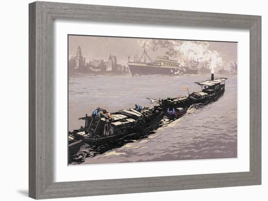 Morning on the Huangpu River-Shao Keping-Framed Art Print