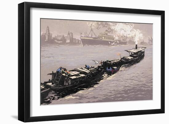 Morning on the Huangpu River-Shao Keping-Framed Art Print