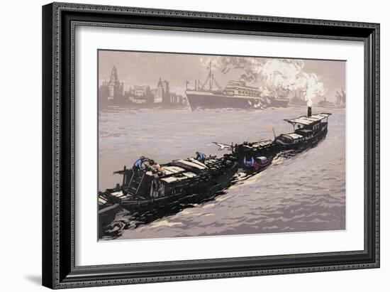 Morning on the Huangpu River-Shao Keping-Framed Art Print